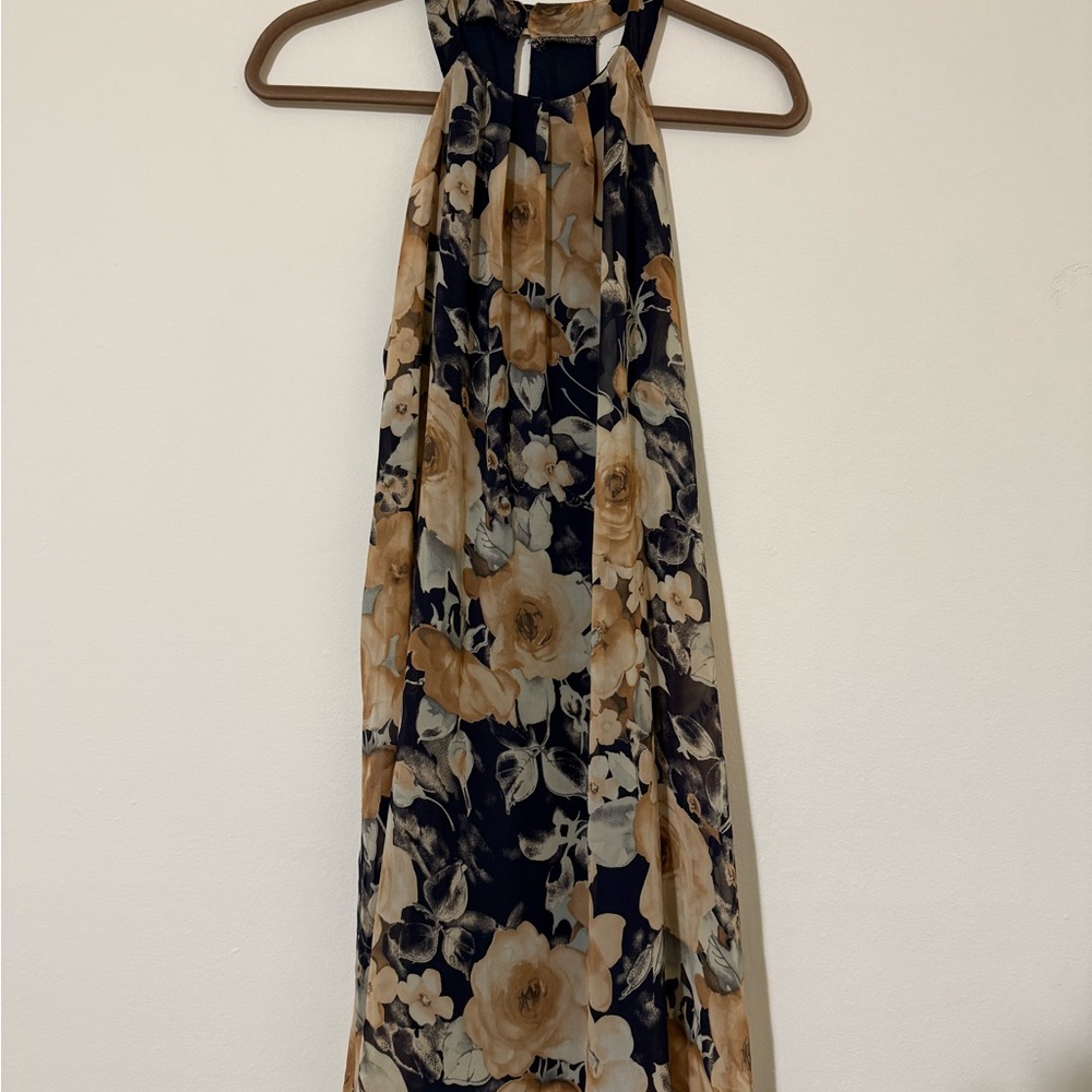 Altar'd State Black Maxi Dress with Tan Floral Print
